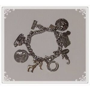 LOADED Vintage 925SS Double Curb Link Charm Bracelet & Charms~40+ grams